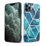 Coque pour Apple iPhone 12 PRO MAX en Marbre Bleu Vague No. 13 Housse de protection Étui en silicone TPU avec motif mosaïque - Neuf