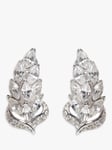 Eclectica Pre-Loved Attwood & Sawyer Swarovski Crystals Curved Floral Clip-On Earrings, Silver