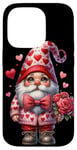 iPhone 14 Pro Heart Gnome Graphic And Valentines Flowers For Her Cute Love Case