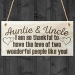 Red Ocean Auntie & Uncle I Am So Thankful To Have The Love Of Two Wonderful People Like You Thank You Wooden Hanging Plaque Gift Sign