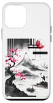 iPhone 12 mini Japanese Art Tree Red Moon With Birds Flying in Background Case