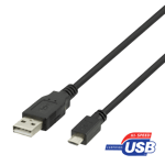 DELTACO – USB mikro-B / USB-A lataus- ja synkronointikaapeli, 1 m, musta  (140008)