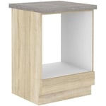 Meuble bas pour four encastrable  avec plan de travail - Décor chêne sonoma - L 60 x P 51,6 x H 85 cm - LASSEN