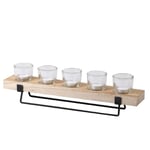 Natural Living BOUGEOIR avec Support en Bois ET Pied Metal Noir 46X9X7CM