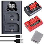 Batmax 2Pcs LP-E6 LP-E6N Replacement Battery and Type c Battery Charger Compatible with Canon EOS R, EOS R5, EOS R6, EOS R7, EOS 90D, EOS 60D, EOS 70D, EOS 80D, EOS 5D IV, EOS 6D II, EOS 7D