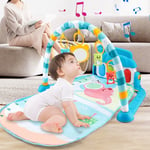 Baby Kick Play Piano Gym Playmat Spädbarnsaktivitetsmatta med ljud, ljus och 5 länkade leksaker Flera djur