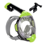 AQUASTIC Kai Masque de plongée intégral Taille L/XL Vision à 180° Système de Circulation de l'air Col de Fond en Silicone Valve Anti-Vapeur Polycarbonate Fenêtre de visualisation Couleur Vert