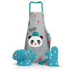 Ensemble Gant, toque et tablier de cuisine impression Panda Enfant Winkler