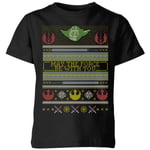 Star Wars May The force Be with You Pattern Kids Christmas T-Shirt - Black - 11-12 Years - Black