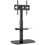 RFIVER TV Floor Stand with 2 Shelves for 32 to 65 inch Flat or Curved Screens, Height Adjustable Cantilever TV Stand with Swivel Bracket