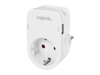 Logilink Uttagsadapter Med Hylla, 1X Cee 7/3 &Amp  2X Usb-A