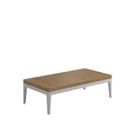 Gloster - Grid Small Coffee Table, Frame White, Teak Top - Soffbord utomhus - Henrik Pedersen - Vit - Metall/Trä