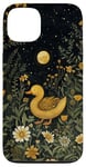 Coque pour iPhone 13 Cottagecore Jaune Canard Lune Fleurs