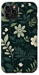 Coque pour iPhone 11 Pro Vert Floral Botanique Vintage Fleur Jardin Boho