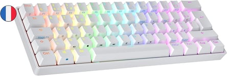 N60 Nova Clavier Mécanique de Jeu 60% | Hot Swap Gaming Keyboard | 62 Touches Programmables | RGB LED | Mac, PC Windows | AZERTY Français (Blanc, Gateron Yellow)