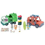 Bluey Garbage Truck Vehicle Playset with Two 2.5"-3" Official Collectable Character Action Figure & Heeler Family 4WD Vehicle Playset: Official Collectable Car