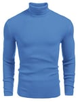 COOFANDY Pull col roulé Homme Coupe cintrée Maille Fine Chemise Manches Longues Coton élastique Pull col roulé Homme Bleu XL