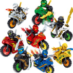 8 st minifigurer mini figurer ninjago motorcykel set block ninja leksak.