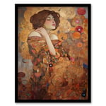 Artery8 The Dreamers Gustav Klimt Inspired Portrait Of A Woman Artwork Framed Wall Art Print 18X24 Inch