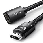 UGREEN Rallonge HDMI 2.1 8K 60Hz Câble Extension HDMI Mâle vers Femelle 48Gpbs eARC Tressé en Maille de Coton Compatible avec PS5 PS4 Xbox One X MacBook Pro Mac Mini M4 HDTV 8K Lecteur Blu Ray (0.5M)