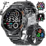 Montre Connectée Homme Avec 123 Modes Sportifs, 1.39'' Hd Montre Connectée Avec Appels Bluetooth, Moniteur De Sommeil/Fréquence Cardiaque, 400mah Militaire Smart Watch Pour Ios Android, 2 Bracelets