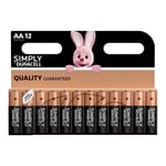 12x Duracell AA Simply Alkaline Batteries Value Pack LR6 MN1500 VAT inc