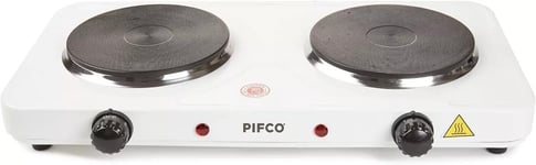 PIFCO - Double Hob Electric - Non-Slip Hot Plates Boiling Ring - 2000W, White