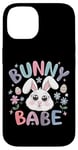 Coque pour iPhone 14 Bunny Babe Fleurs de lapin de Pâques