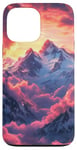 Coque pour iPhone 13 Pro Max Décoration de montagne rose orange enneigée