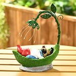 Solpex Nain de jardin lampe solaire, statue de jardin avec guirlande lumineuse, éclairage solaire, figurine décorative floquée en résine, étanche, pour extérieur, balcon, terrasse, cour (vert) 26 x 19