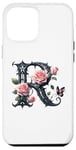 Coque pour iPhone 12 Pro Max Letter R Initial Floral Monogram Rose Pink Flower Butterfly