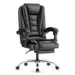 naspaluro Fauteuil de Bureau, Chaise Bureau Ergonomique avec Large Assise rembourrée, Siège de Bureau Inclinable Hauteur Réglable, Roulette Silencieuse, Noir