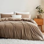 Sedefen Flanelle Housse de Couette 220x240cm + 2 Taies d'oreiller 65x65cm Kaki Parure de lit 2 Personnes Peluche Hiver Chaude Duveteuse Ado Linge de lit Avez Fermeture Éclair