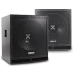 Pair Pro 15" Active Powered Subwoofer Bass Bin DJ Disco PA Sub Speaker 1600W