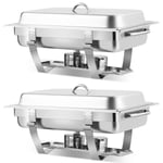 2 Pack 9L Chafing Dish Stainless Steel Food Warmers Set with 4 Half Size Pans