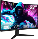 Z-Edge Ecran Pc Gamer Incurvé 27'' 300 Hz,1Ms Mprt,Freesync,Fhd(1920X1080),Moniteur Gaming Led 16:9,Inclinaison Réglable,1500R Va,4000:1,2× Hdmi2.0 & 2× Dp1.4,Vesa 100*100Mm(Dp Câble Inclus)