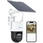 Caméra de Surveillance 2K 4MP 4G lte batterie, intelligente Auto Suivi Zoom 6X, Deux Objectif, Projecteur, +Panneau Solaire - Reolink