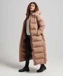 Ex Superdry Womens Hooded Maxi Puffer Coat Size 10 Woodsmoke Colour