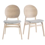 Miliboo - Chaises scandinaves en bois clair et tissu gris clair (lot de 2) elton