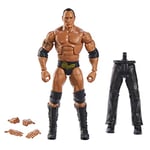 Mattel WWE Figurine Articulée Élite WrestleMania The Rock, 25 points d’articulation, mains interchangeables et accessoires, à collectionner, Jouet Enfant, Dès 3 ans, HKP13