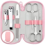 marQus kit manucure pedicure 7 pc. de Solingen - kit manucure professionnelle cuir, 2 coupe ongle, limes a ongles Solingen, pince à épiler, 2 ciseaux, lime a ongle verre