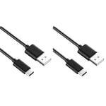 Premium Cord ku31cf1bk USB-C to USB 2.0 Connection Cable 1 m Fast Charge up to 3 A Charging Cable and Data Cable USB 3.1 Type C Male to USB 2.0 Type A Male Black Length 1 m (Pack of 2)