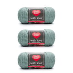 Red Heart with Love Sage Yarn - 3 Pack of 198g/7oz - Acrylic - 4 Medium (Worsted) - 370 Yards - Knitting/Crochet