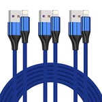 FEEL2NICE Short iPhone Charger [MFi Certified],3 Pack 0.3M Short Lightning Cable & Data Sync Fast 0.3m iPhone Cord Compatible with iPhone14/13/12/11/Xs max/xr/x/8/7/7 Plus/6/6s Plus/iPad (Blue)