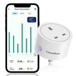 Smart WiFi Plug for Alexa - GreenSun Smart Plugs with Energy Monitoring Compatible with Alexa, 16A 2.4Ghz WiFi APP Remote Control Smart Socket With Vesync App UK Timer Home Devices