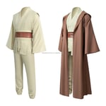 Mub- Obi-Wan Kenobi Premium Cosplay-dräkt Jedi-kappa i brunt från Star Wars för ljussabelduellering Brun Brun Brown L