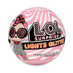 L.O.L. Surprise- Light Glitter Boule 8 Dont 1 poupée pailletée 8cm, Modèles aléatoires à Collectionner, Piles incluses, Jouet pour Enfants dès 3 Ans, LLUB4