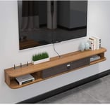 Étagère de télévision Flottante, étagères de Console multimédia fixées au Mur en Bois avec Porte, Armoire de télévision Suspendue pour boîtes de câbles, routeurs, lecteurs DVD-B 120Cm (47 Pouces)