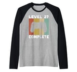 Mens 27th Birthday Shirt Men Gaming TShirt Level 27 Complete Raglan Baseball Tee