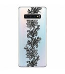 Coque Galaxy S10 dentelle girly doodling noir transparente